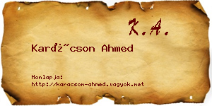Karácson Ahmed névjegykártya